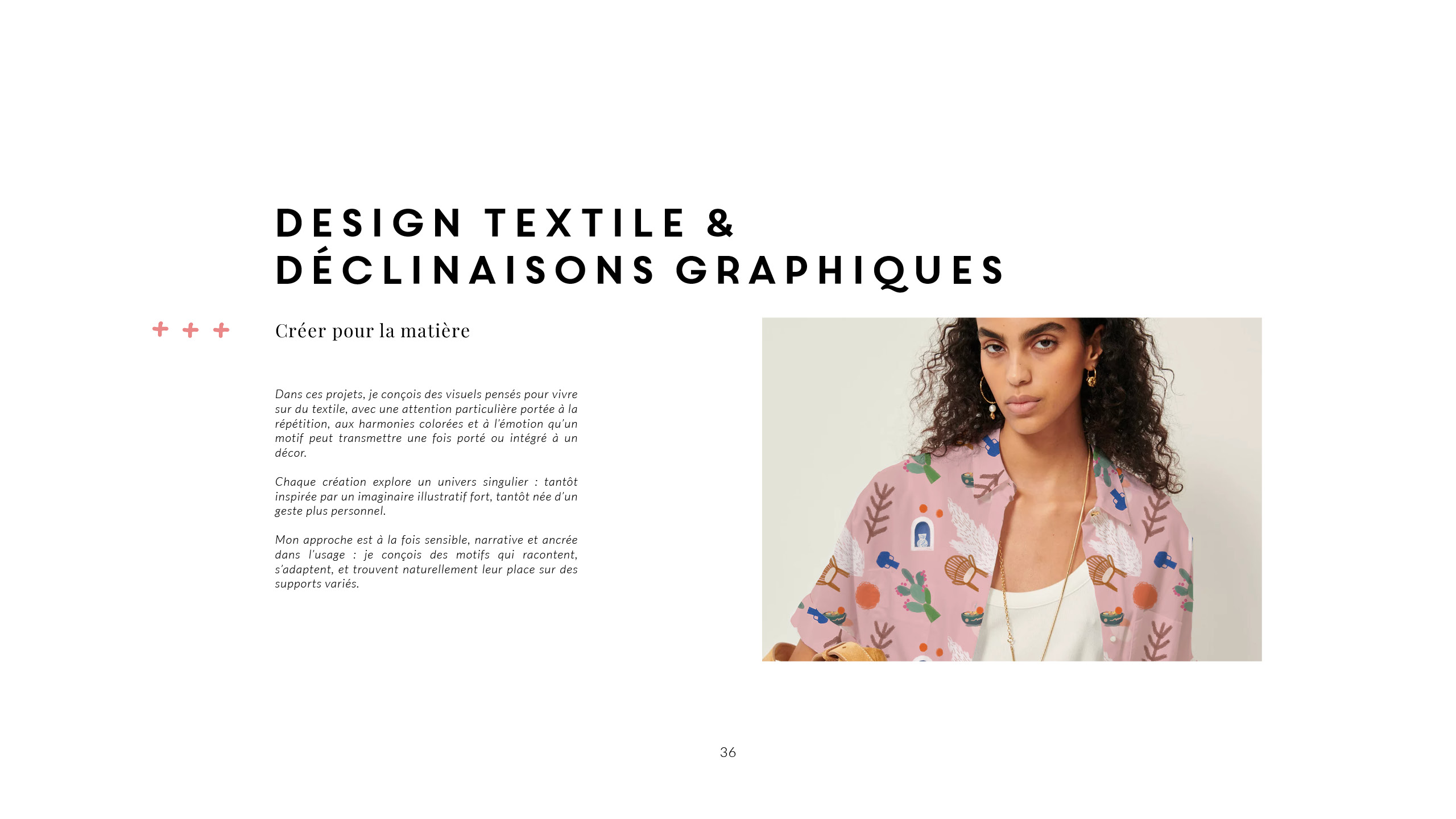 Dernière section de mon portfolio : Design textile et déclinaisons graphiques