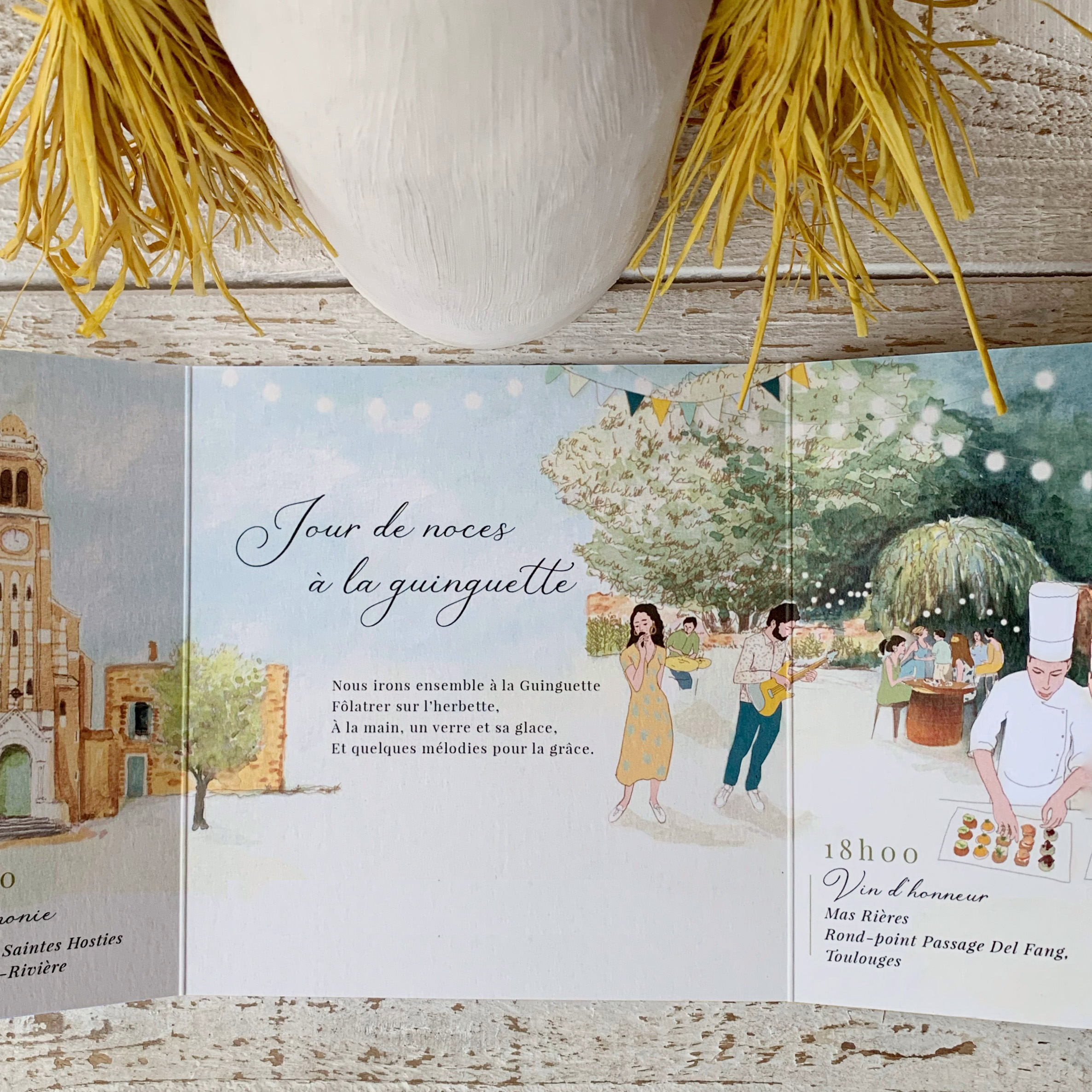 faire-part guinguette mas rieres mariage crayon citron